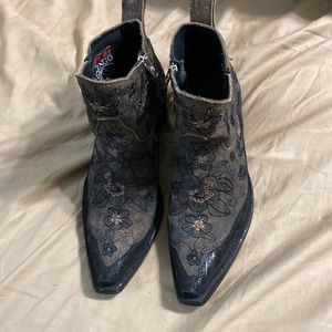 old gringo ankle boots black with flowers